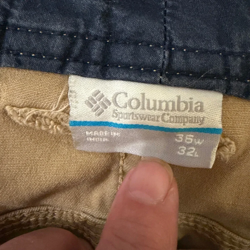 Columbia Mens Utility Khaki Pants Tan Straight‎ Leg Workwear 36x32